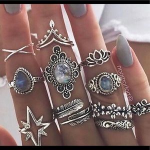NEW 11pc Retro BoHo Finger Rings
